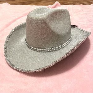 Silver Glitter Space Cowgirl Hat